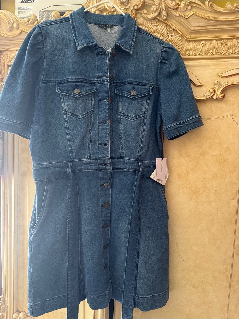 NWT 1. State Puffy Sleeve Denim Dress
